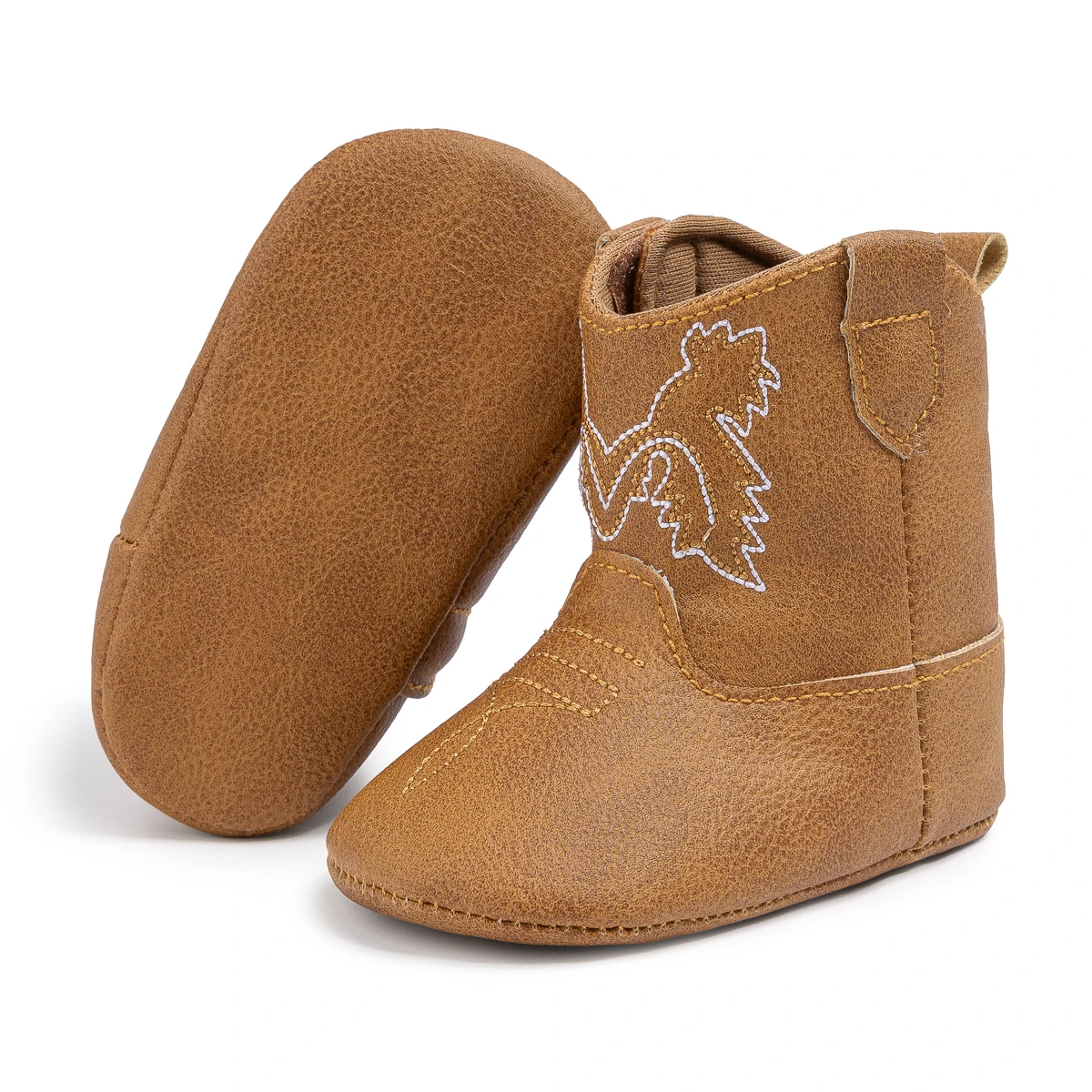 Bottes rétro bébé style western en cuir synthétique 018 mois broderie western semelle antidérapante confortabl