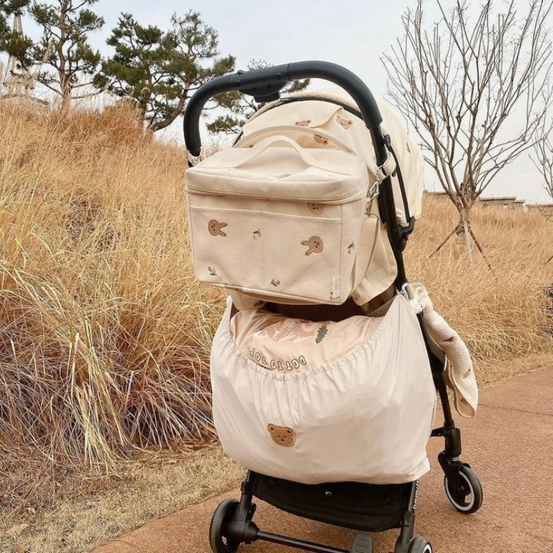 Sac de rangement portable pour poussette caddie à couches étanche accessoires bébé nylon grande capacité 70x40