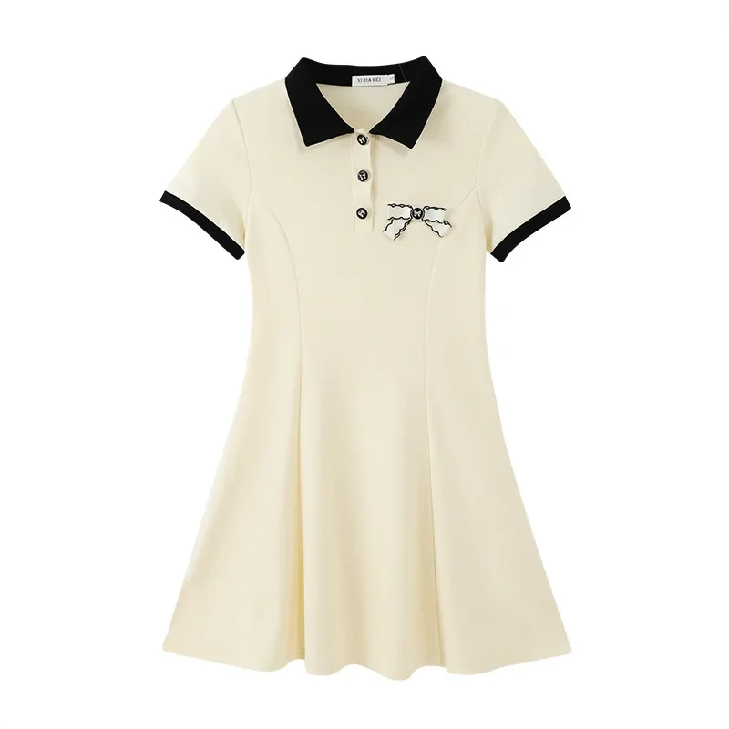 Robe polaire été fille mèrefille collection famille mode coréenne été robe polo style uni confortable qualité 