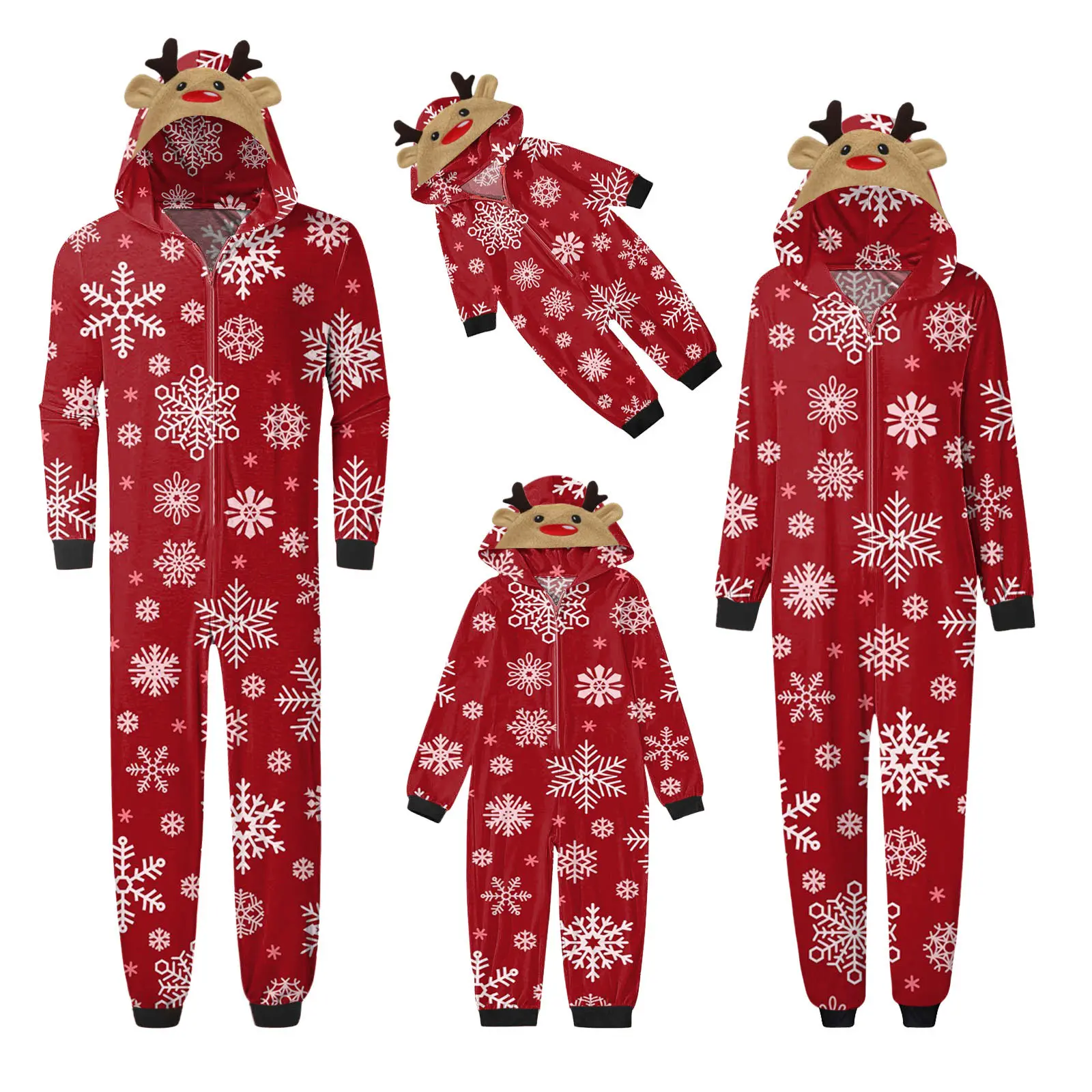 Combinaison de Noël pour famille ensemble pyjama mère et enfant vêtements unisexe style père Noël couleur roug