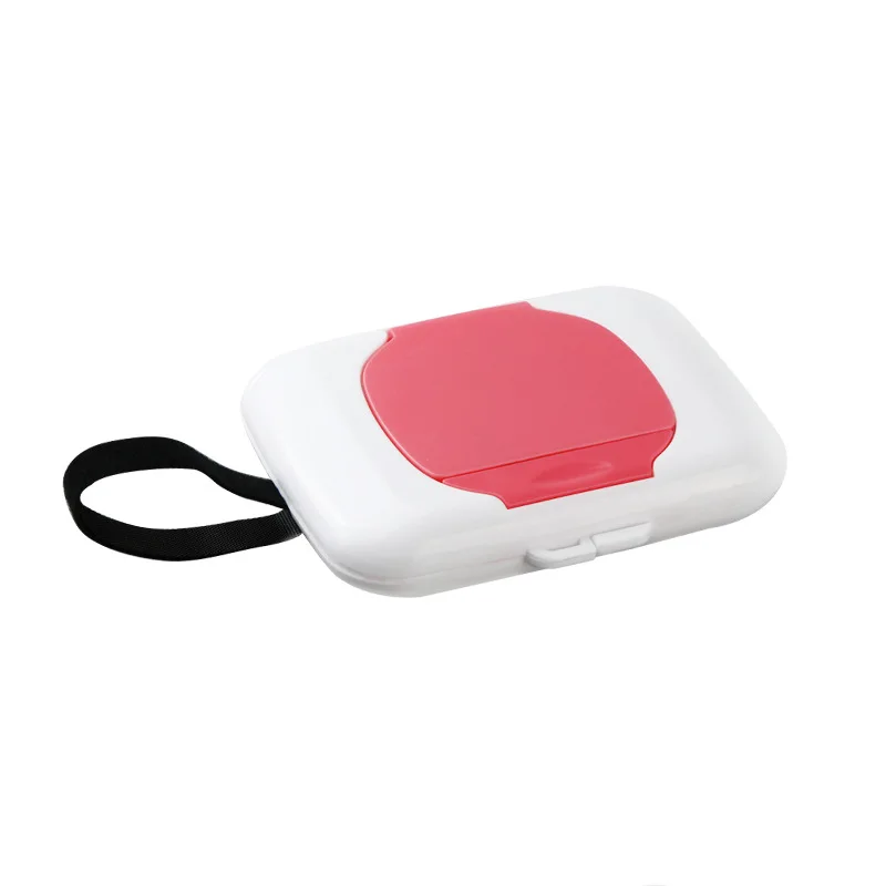 Pochette portable pour lingettes bébé design compact sangle pratique couvercle rose rangement hygiénique idéal