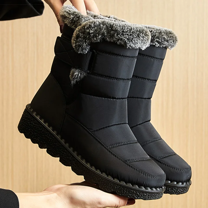 Bottes d'hiver femme imperméables fourrure synthétique confort antiglisse traction style moderne