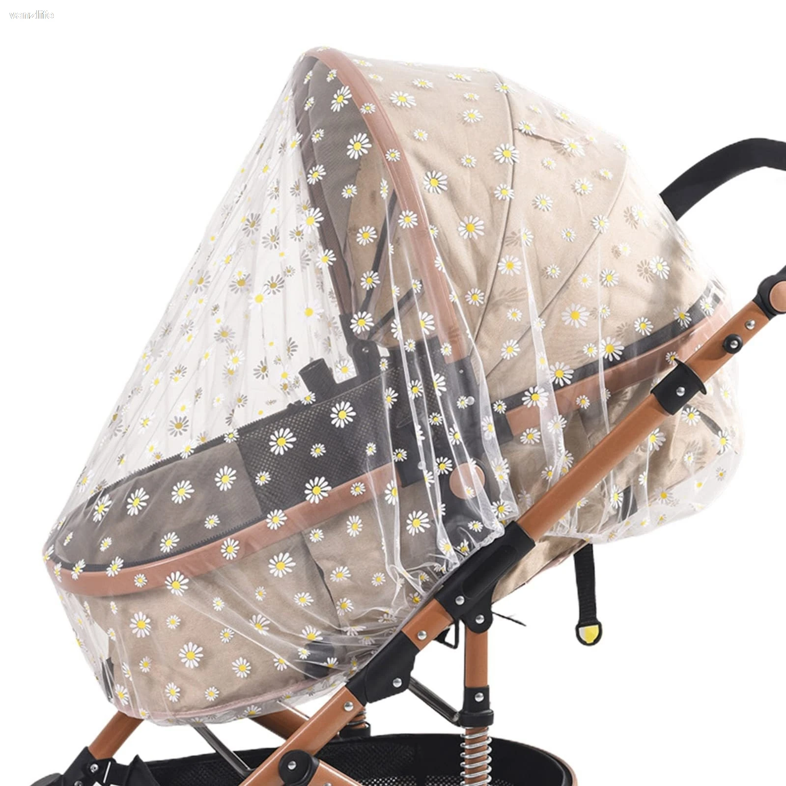 Moustiquaire gonflable pour poussette bébé protection UV visière intégrée couverture complète style pastoral 1