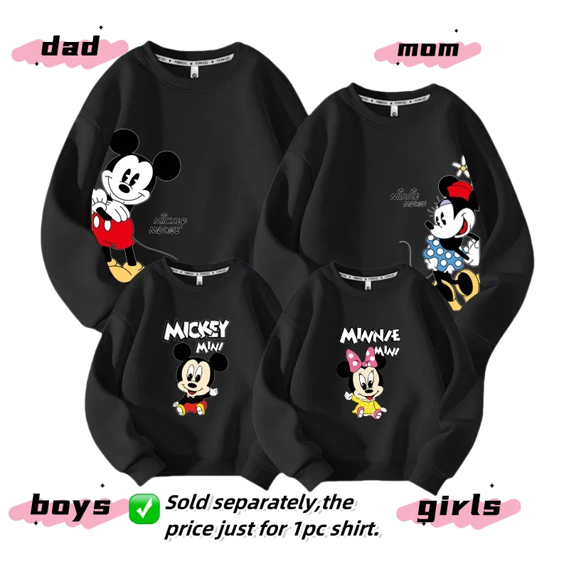 Sweatshirt famille Mickey Minnie Mouse vêtements parent enfant unisex printemps automne coton doux confort mod