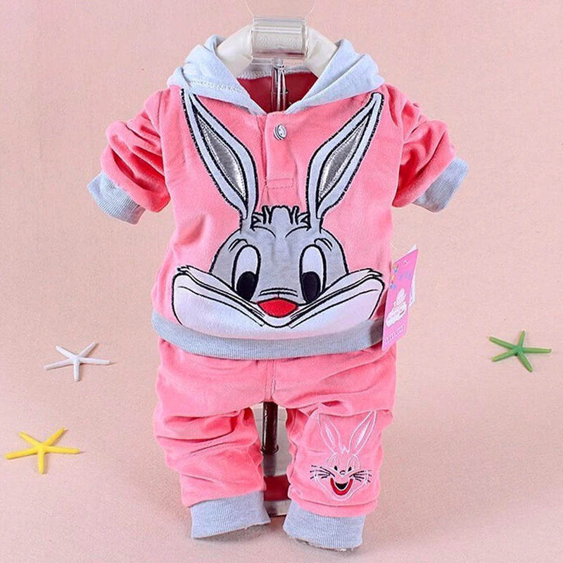 Ensemble vêtements d'automne Bugs Bunny sweat à capuche pantalon rose 2