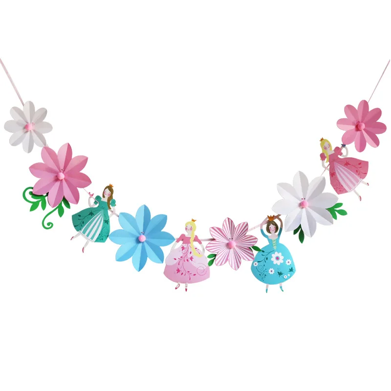 Guirlande princesse pastel fleurs anniversaire baby shower décoration