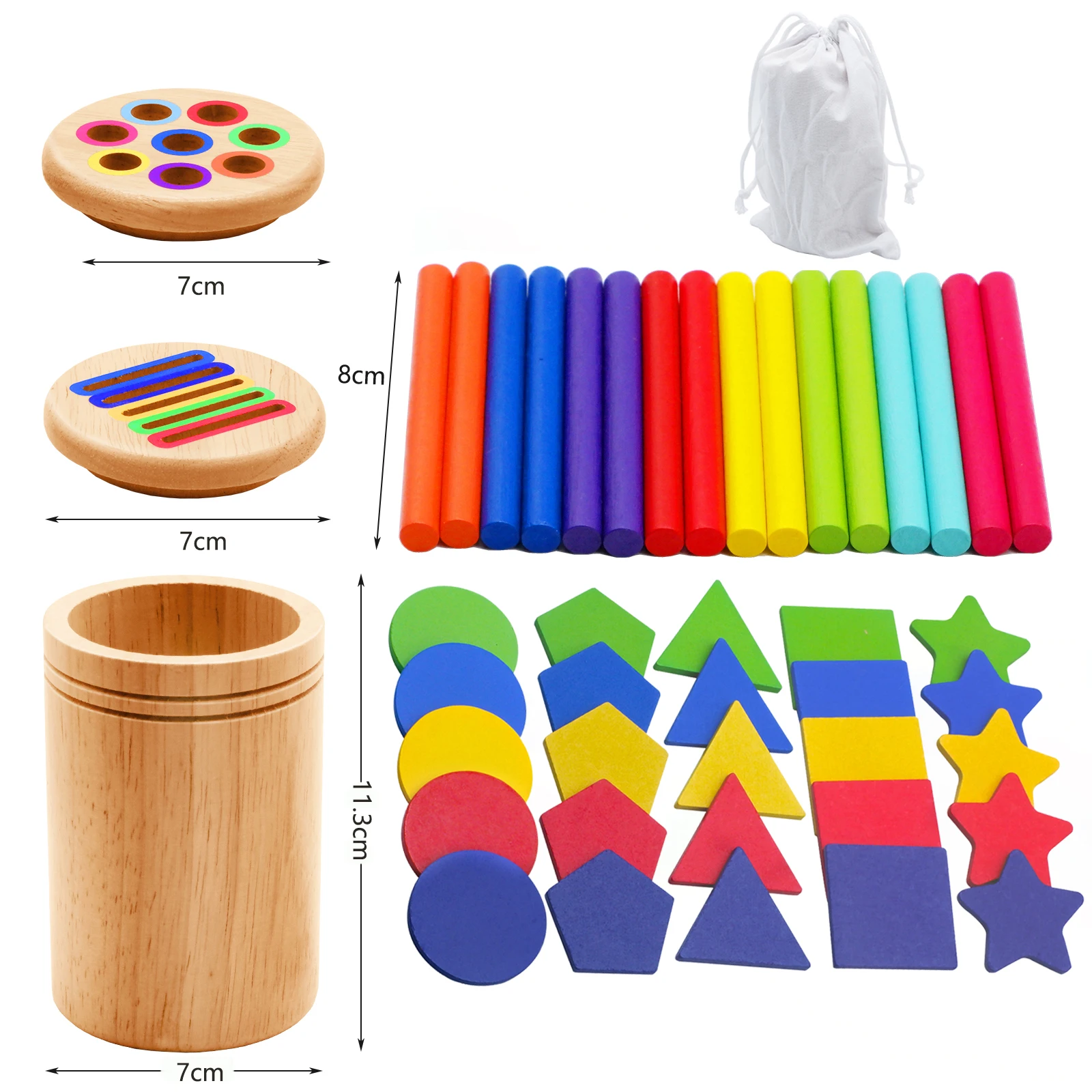 Jeu éducatif en bois Montessori pour enfants 36 ans Tri des formes et des couleurs motricité fine accessoire é