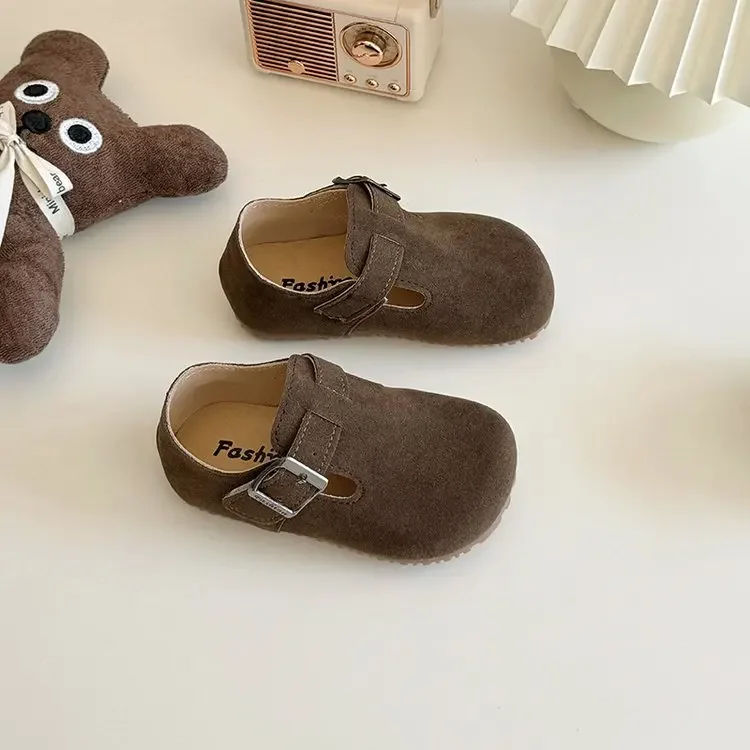 Chaussures enfants décontractées suède/vélo velours brun antiglisse premier marcheur 46 ans