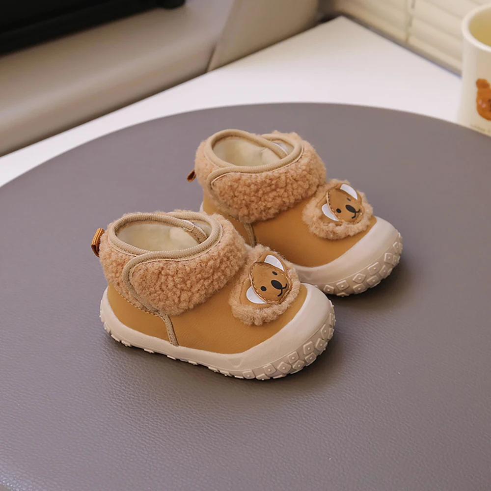 Bottes d'hiver pour bébé ours mignon garçon fille enfant en bas âge bottes en peluche ergonomie chaussures en 