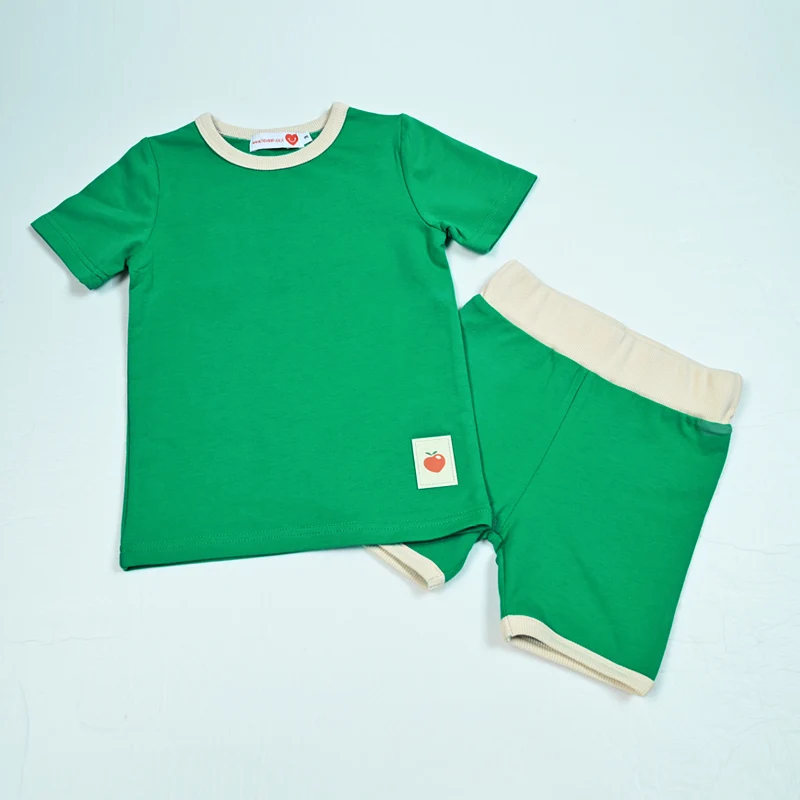 Ensemble vêtements enfant Tshirt et short coton confort minimaliste été poissons enfants pyjama tenue quotidie