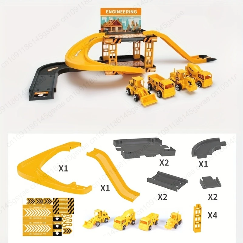 Ensemble jeu construction véhicule miniatures piste course enfants jouet éducatif bétonnière bulldozer dinosau
