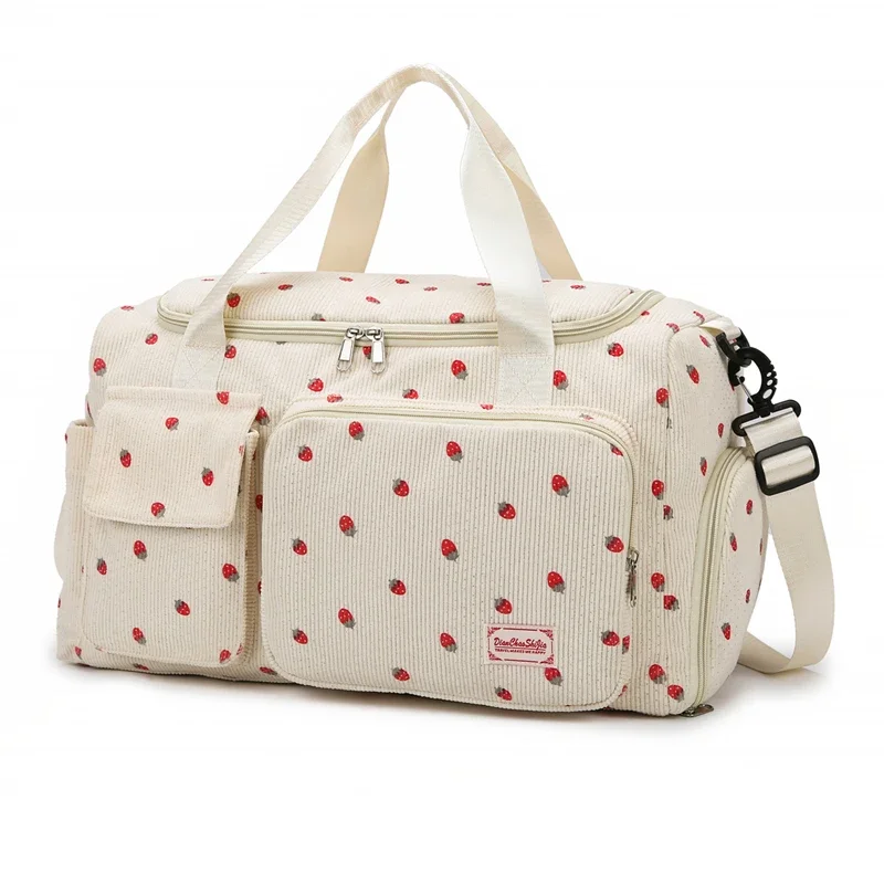 Sac fourretout de voyage en velours côtelé sac de sport et fitness grande capacité poignées et bandoulière aju