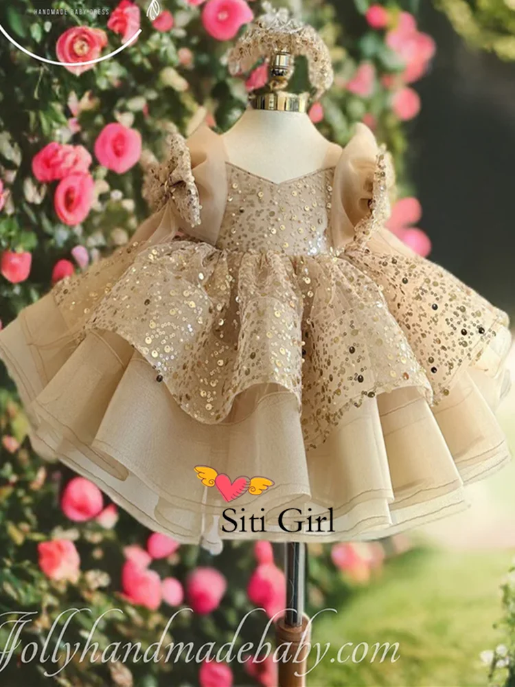 Robe princesse rose en tulle pour bébé fille idéale pour concours de beauté et fêtes d'anniversaire