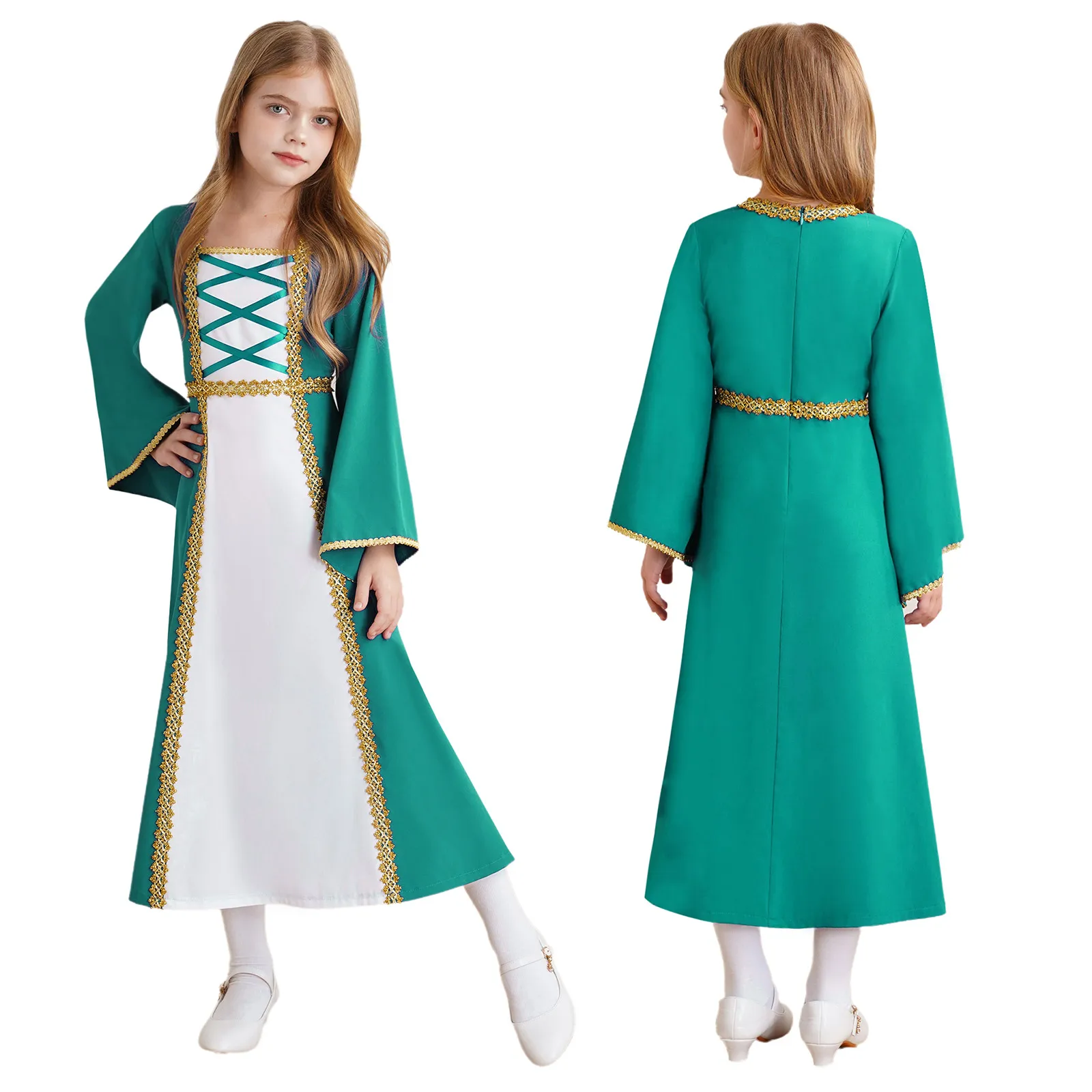 Robe princesse médiévale pour filles Costume carnaval cosplay Robe gothique vintage royauté Costume spectacle 
