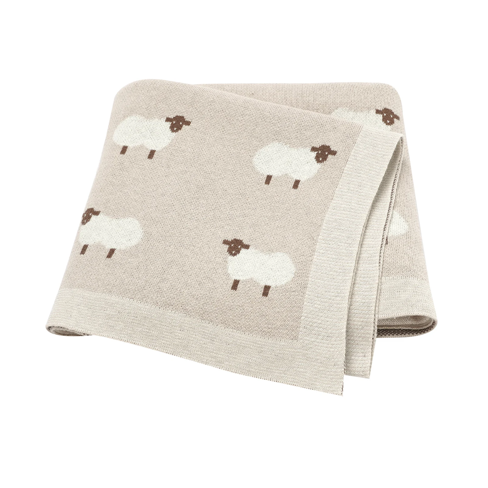 Couverture bébé en coton 90x70cm motif moutons doux plaid nouveauné literie Lange d'emmaillotage bébé fille et