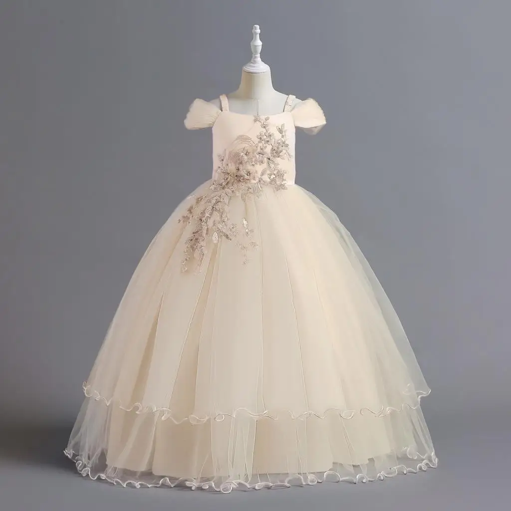 Robe princesse fille tulle satin dentelle mariage communion 713 ans style romantique occasion spéciale 1214 an