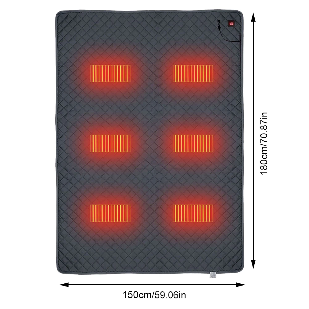 Couverture chauffante électrique pour camping 150x180cm tapis de sommeil réchauffant USB matelas chauffant pou