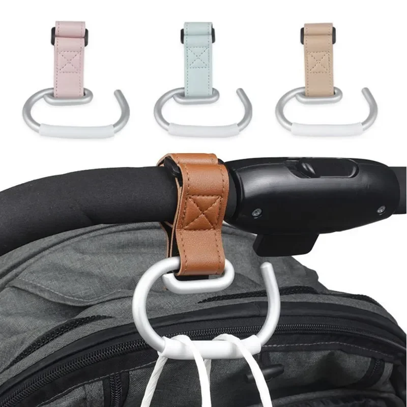 Crochets de poussette rotatifs 360° en cuir PU multifonctionnels accessoires pratiques pour sacs et accessoire