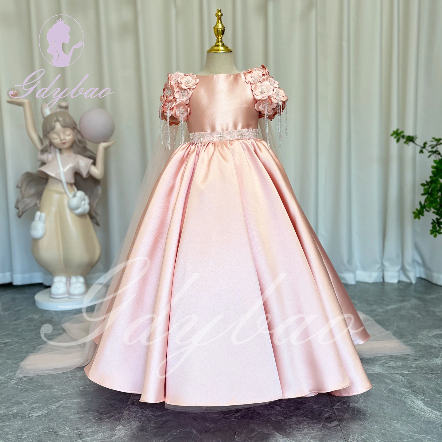Robes de demoiselle d'honneur pour mariage, en Satin, rose, perles, longueur au sol, robe de bal pour séance p
