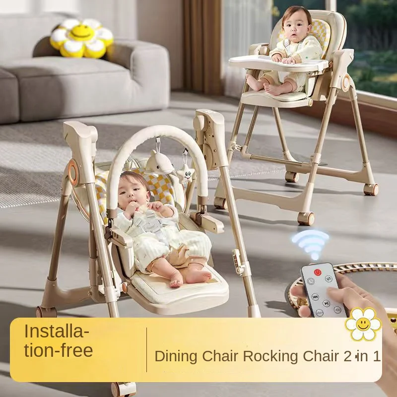 Chaise haute bébé 2 en 1 à bascule électrique multifonctionnelle chaise haute bébé usage domestique chaise d'a