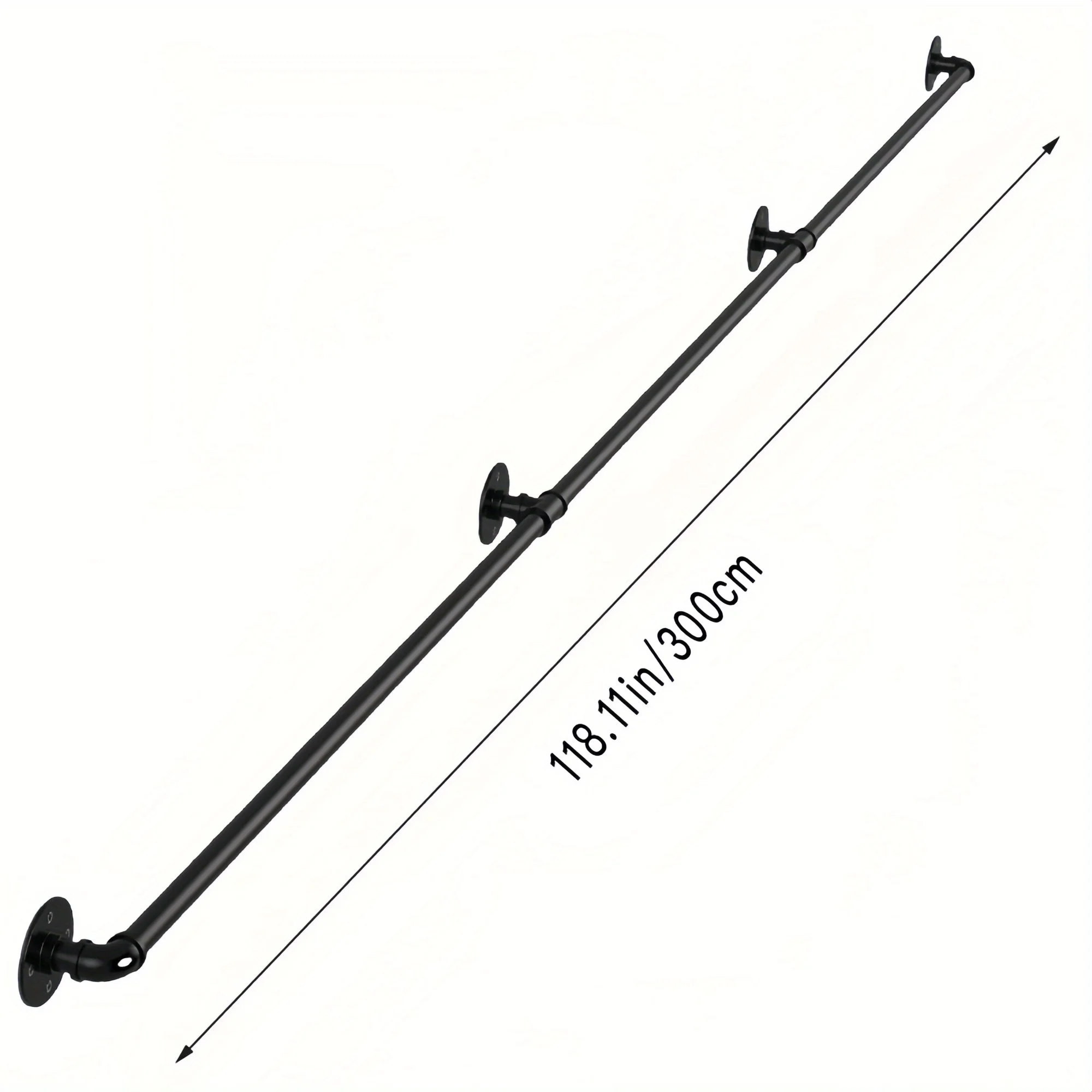 Barre rideau fer industriel galvanisé noir 300 cm support mural intérieur extérieur design moderne durable