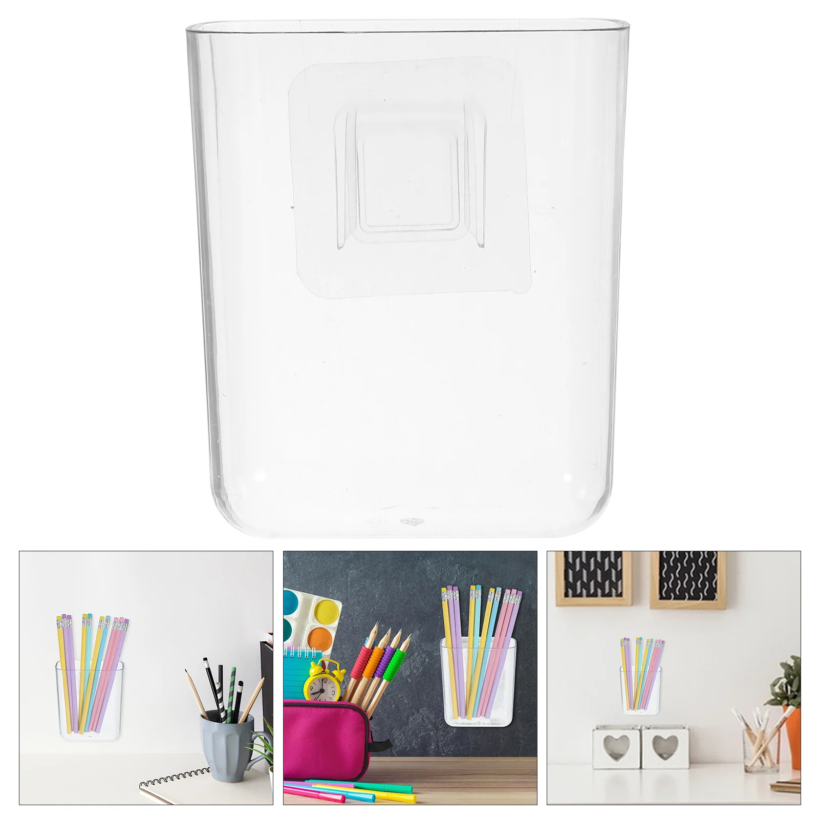 Organisateur de bureau transparent en PP portestylo mural rangement crayons design moderne gain de place sans 