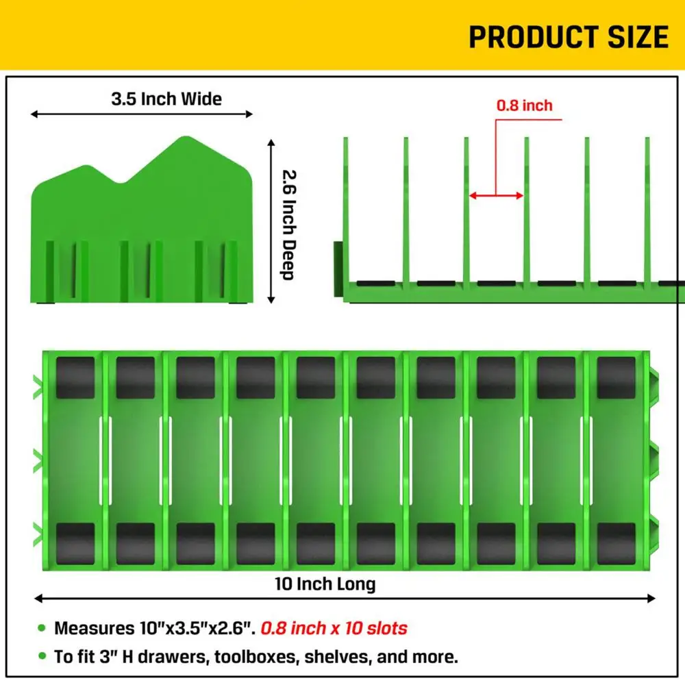 Support Organisateur de Pince en Plastique Vert Résistant et Pratique pour Rangement d'Outils Adapté aux Tiroi