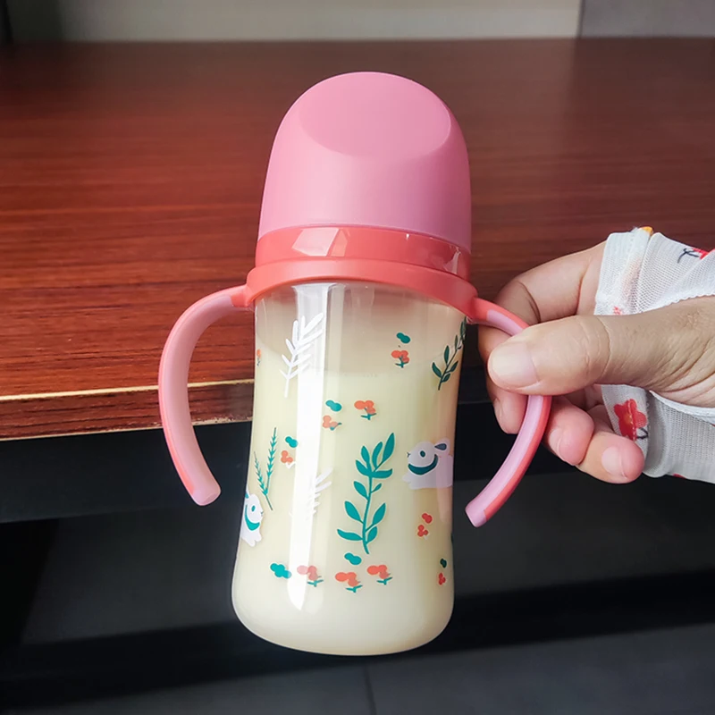 Tasse à bec pour enfant design animaux sans latex sans nitrosamines 300ml rose transparent durable idéale pour