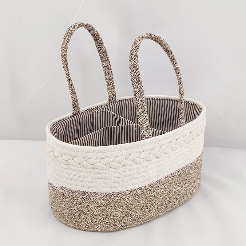 Panier tissé en coton multifonctionnel pour bébé rangement organizateur