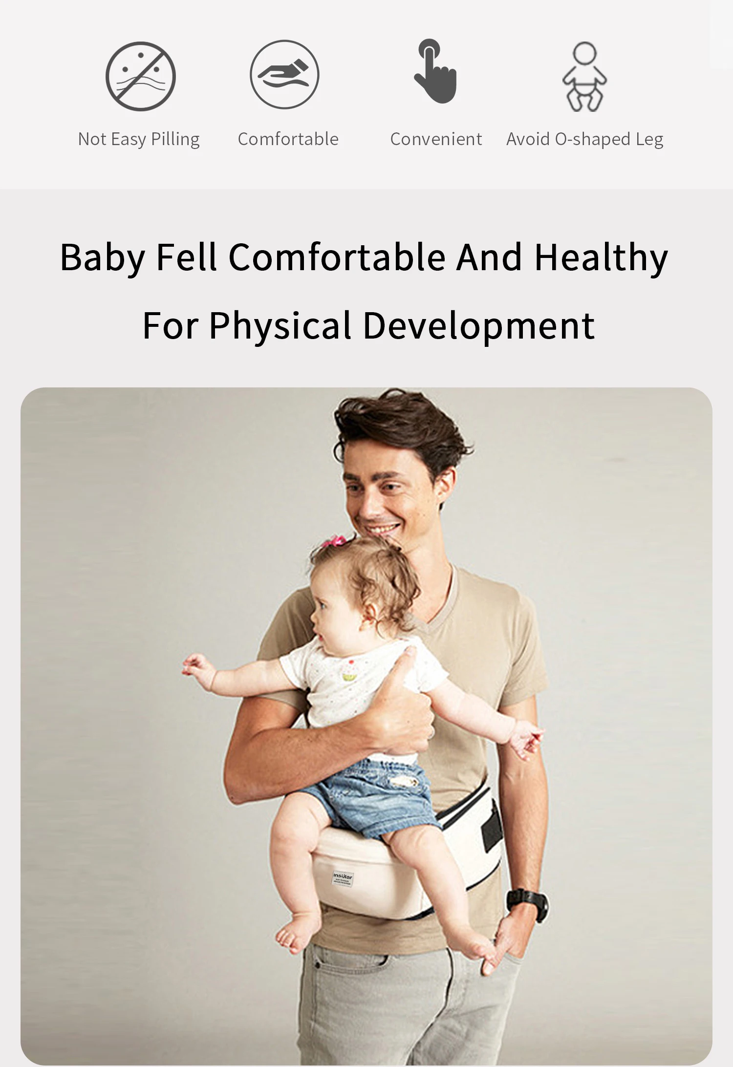 Portebébé confortable ajustable en fibre synthétique pour bébé avec