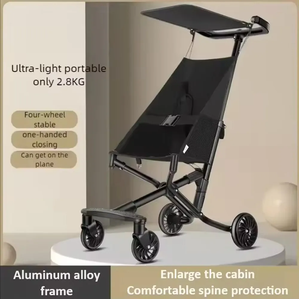 Poussette bébé pliable en un clic légère portable voiture pour bébé avec ceinture de sécurité chariot antirenv