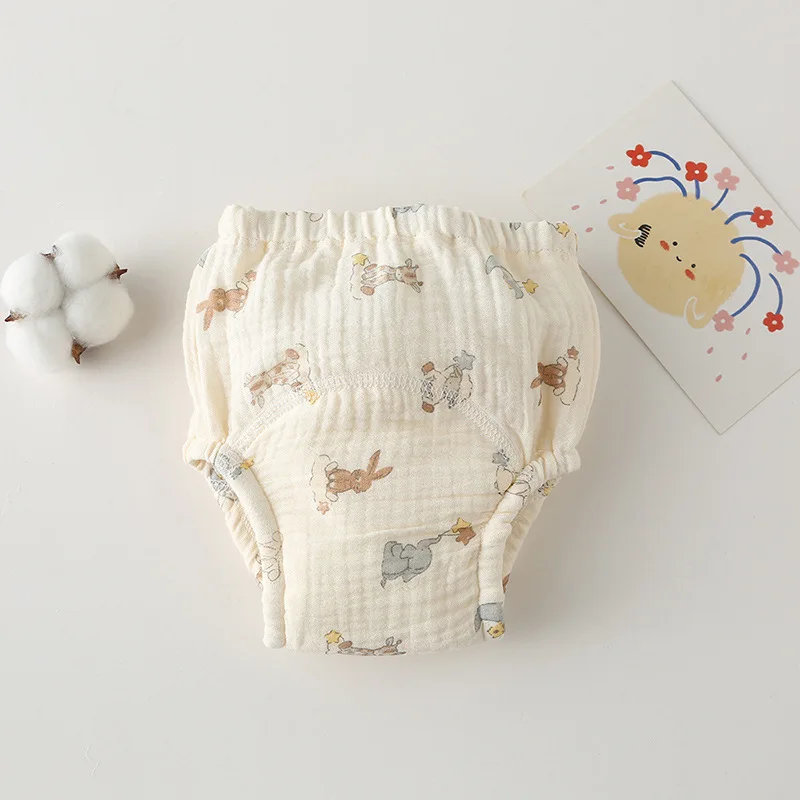 Culotte apprenant bébé en coton doux motifs animaux taille élastique