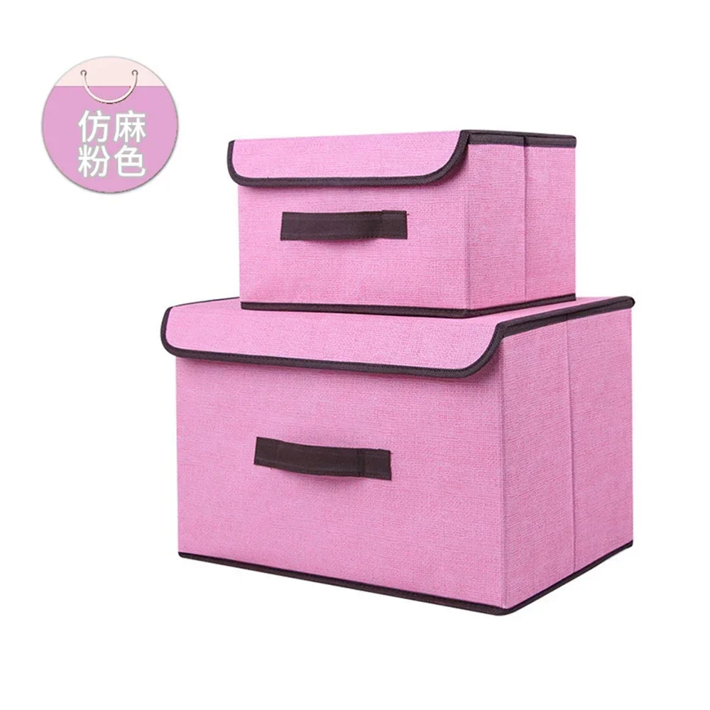 Boîte de rangement pour vêtements et jouets enfants rose tissu non tissé organizer bébé style moderne pratique