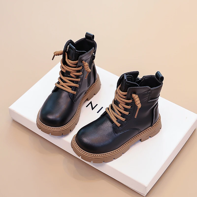 Bottines enfants cuir synthétique mode moderne style rustique comfort