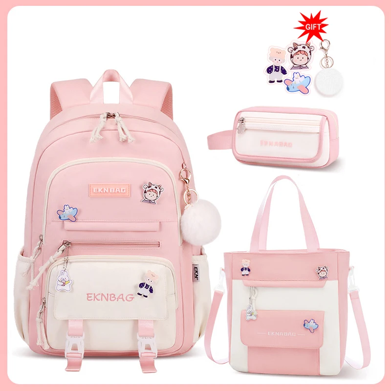Ensemble sac à dos et pochette pour fille rose pastel design floral fermeture éclair accessoires inclus cadeau