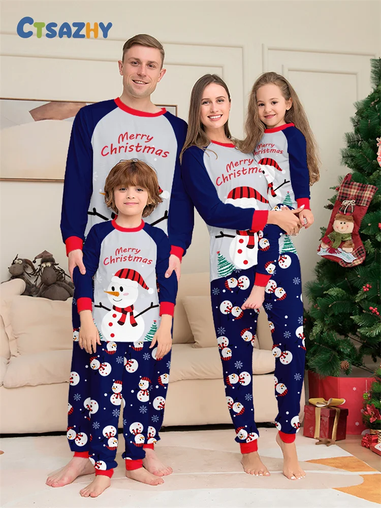 Pyjamas de Noël familiaux coordonnés pour maman papa et enfants 2 pièces style décontracté vêtements de nuit a