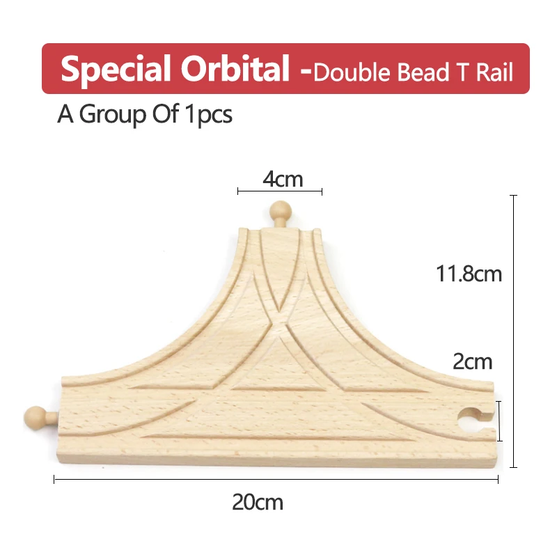 Jouet Train en Bois Rail T Double Bead pour Enfant Accessoires Piste
