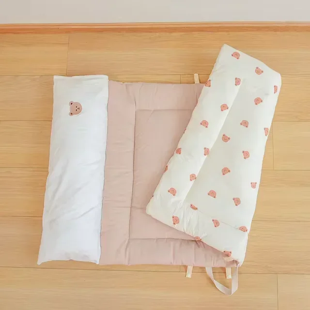 Matelas bébé en coton doux couverture imprimée 4 saisons oreiller portable jeu et sieste maternelle design mod