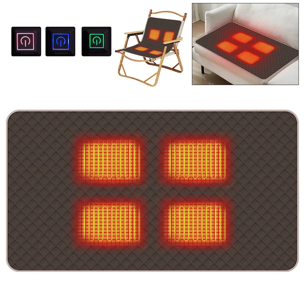 Coussin chauffant électrique 4 zones réglables tapis de siège chauffant 3 niveaux de chaleur confort thermique