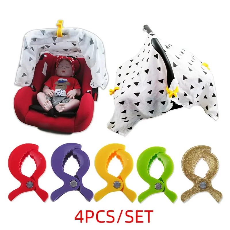 Pince de poussette bébé 2/4 pièces crocodile cheville landau crochet portable clips siège voiture accessoires