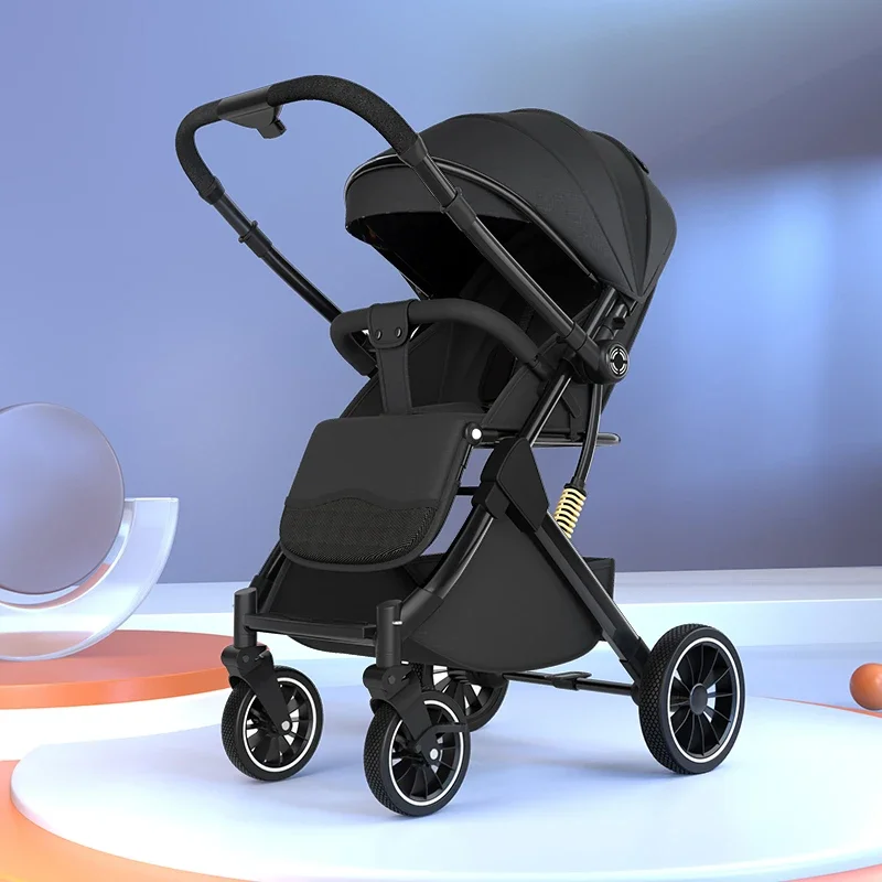 Poussette Légère pour Bébé de 0 à 3 Ans Confortable Multifonctionnelle Design Moderne Roues Pivotantes Suspens