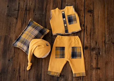 Ensemble Vêtements Bébé Garçon NouveauNé Chapeau Pantalon Gilet Accessoires Photo 3 Pièces Coton Polyester Sty