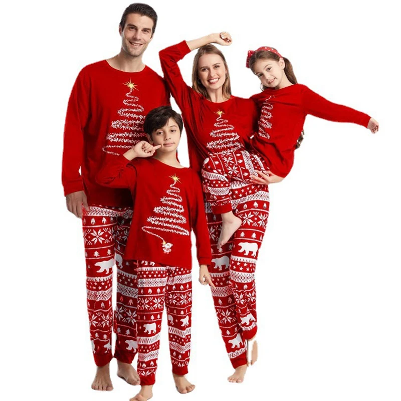 Ensembles de pyjamas de Noël assortis pour la famille tenues rouges père mère fille fils vêtements pour enfant