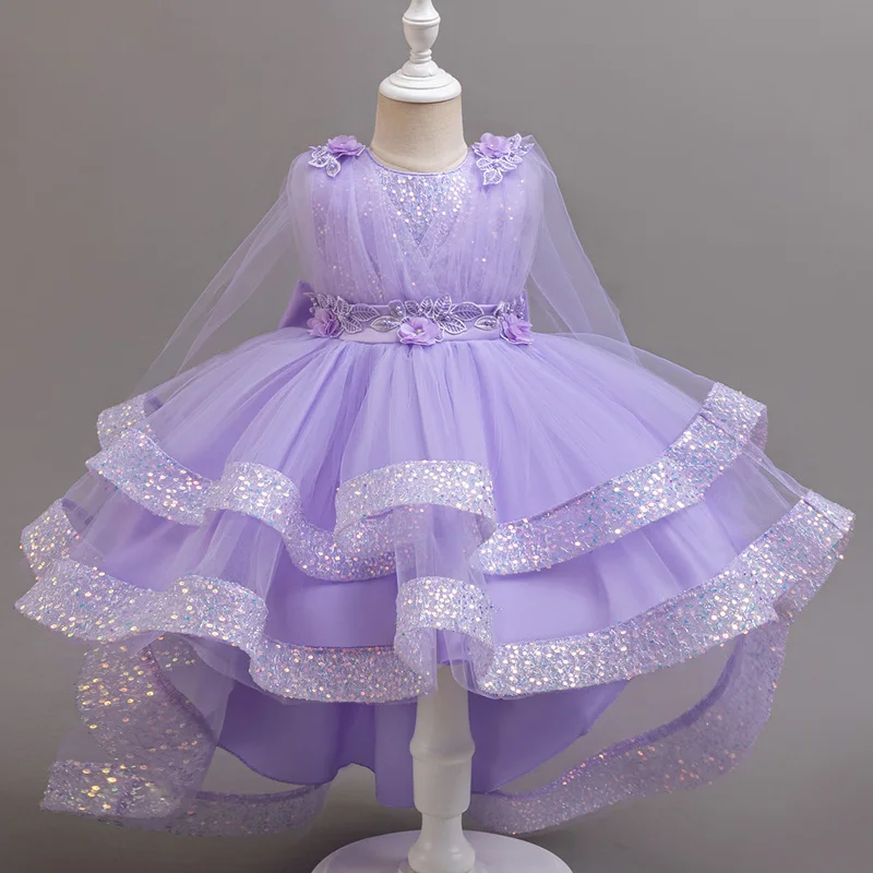 Robe de soirée pour enfant robe élégante à fleurs tulle soie paillettes spécial occasion anniversaire mariage 