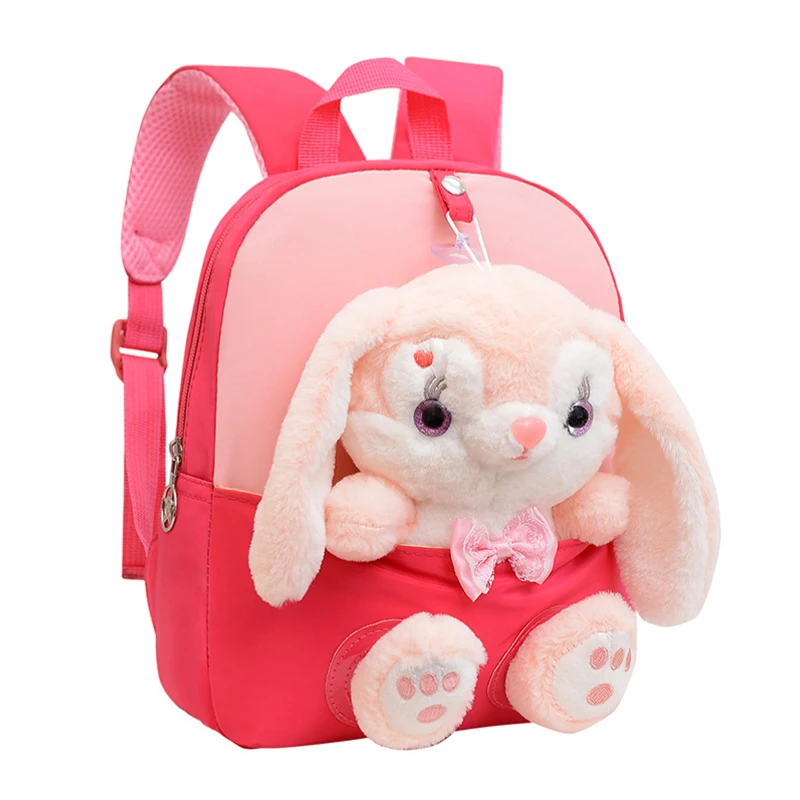 Sac à dos enfant écolier peluche lapin mignon design animé usage