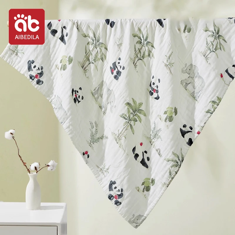 AIBEDILA couverture bébé coton motif animal universel douceur matelassée nouvelle naissance plaid confortable
