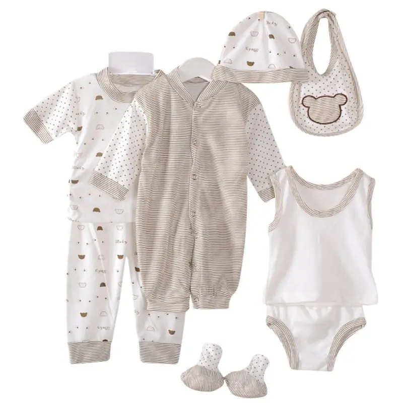 8 pièces vêtements bébé nouveauné en coton doux ensemble pyjama tshirt pantalon chapeau bavoir slippers garçon