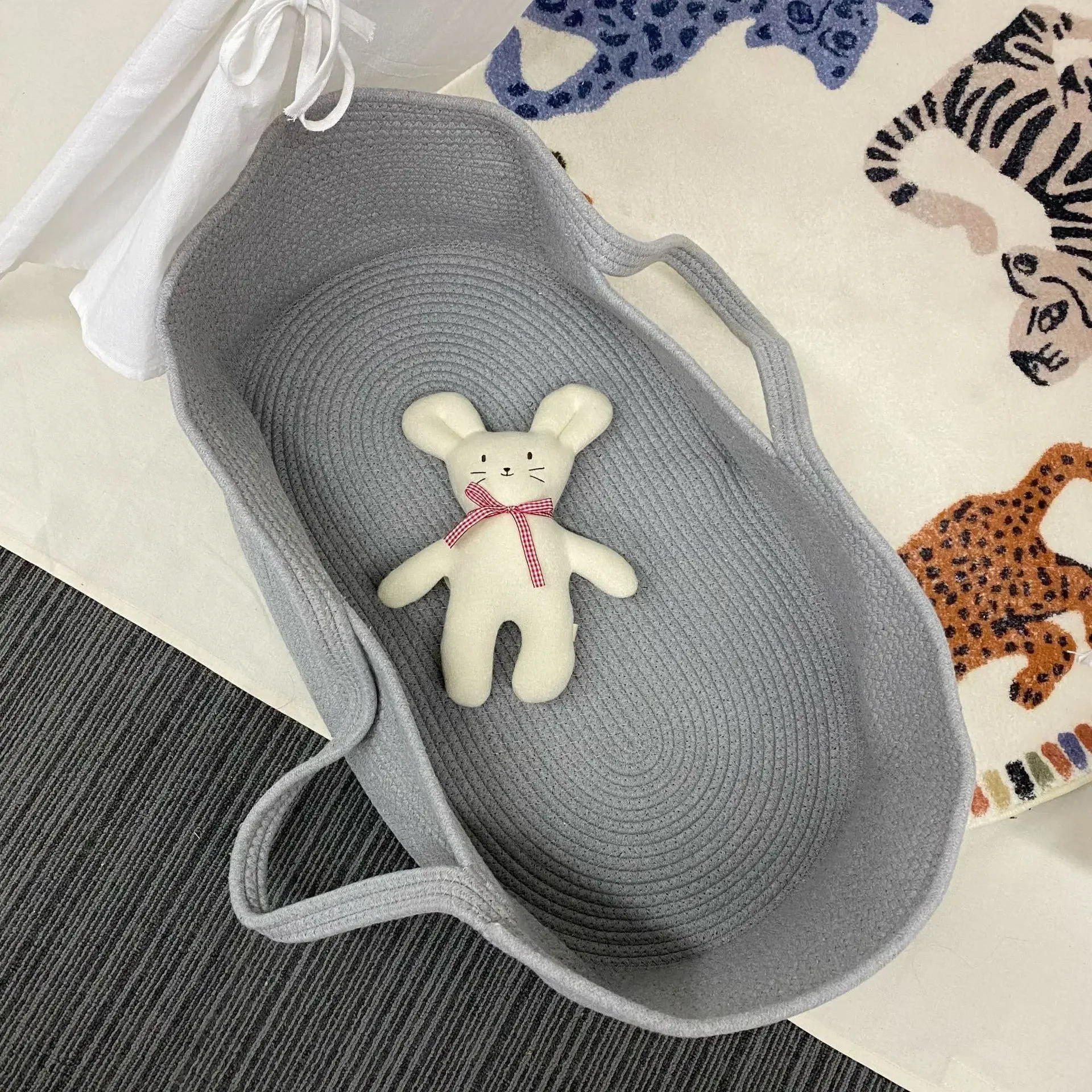 Panier à main bébé en coton tissé berceau portable accessoire photo