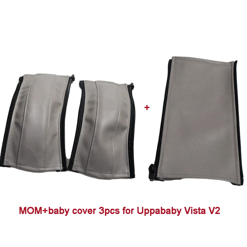 Ensemble housse accoudoirs similicuir Uppababy Vista V2 3 pièces gris fermeture éclair confort bébé style mode
