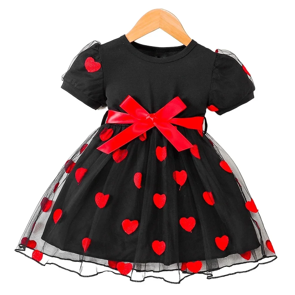 Robe de fête d'anniversaire pour filles manches bulles en maille douce vêtements d'été 47 ans